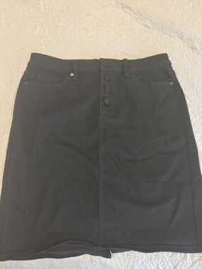 Jones New York Black Leather Patch Denim